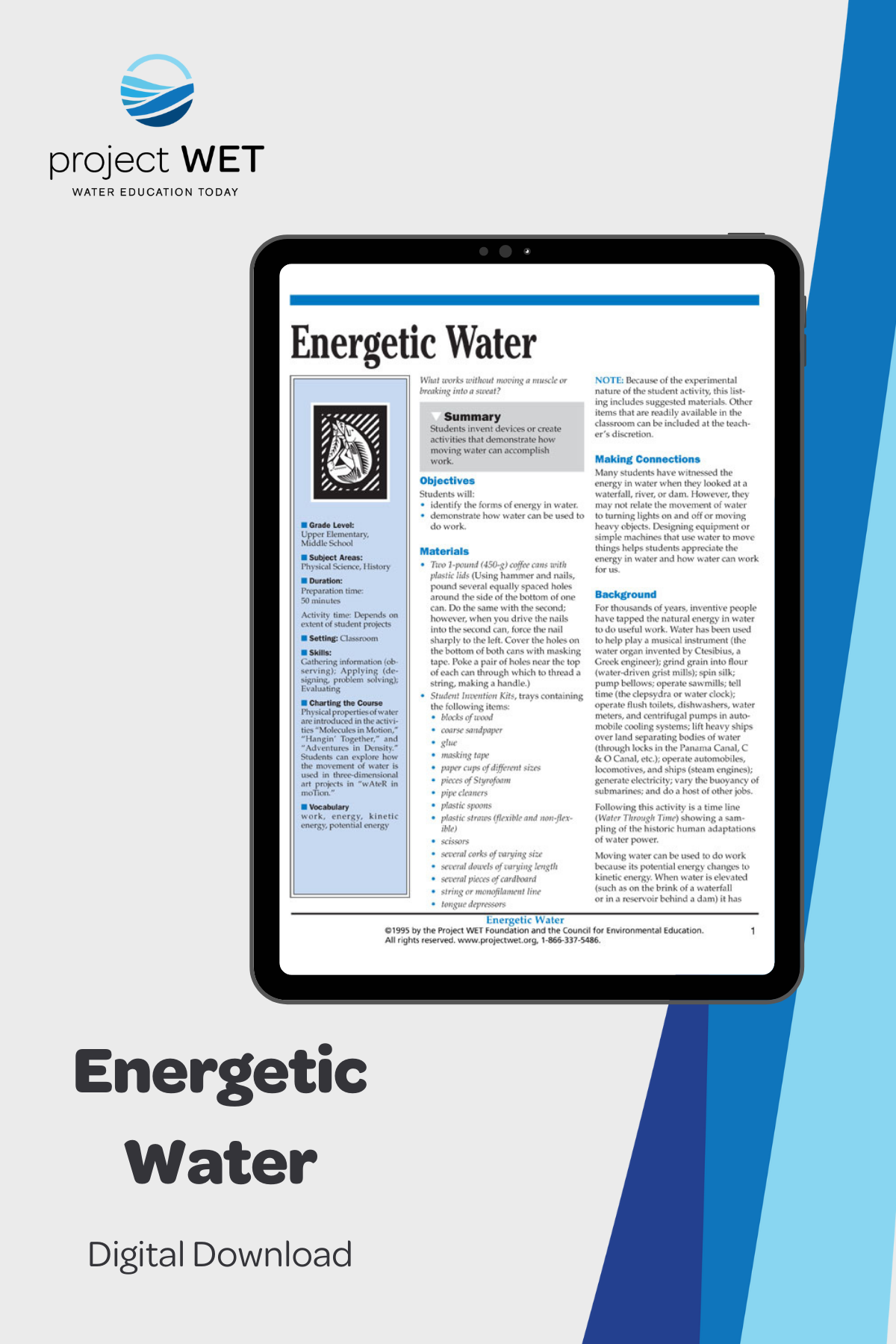 "Energetic Water" Activity, PDF DOWNLOAD