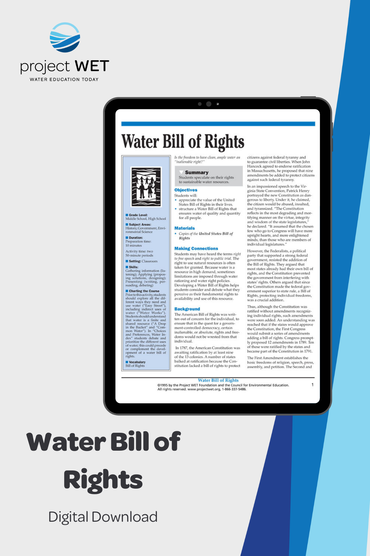 Water Bill of Rights Activity, PDF DOWNLOAD