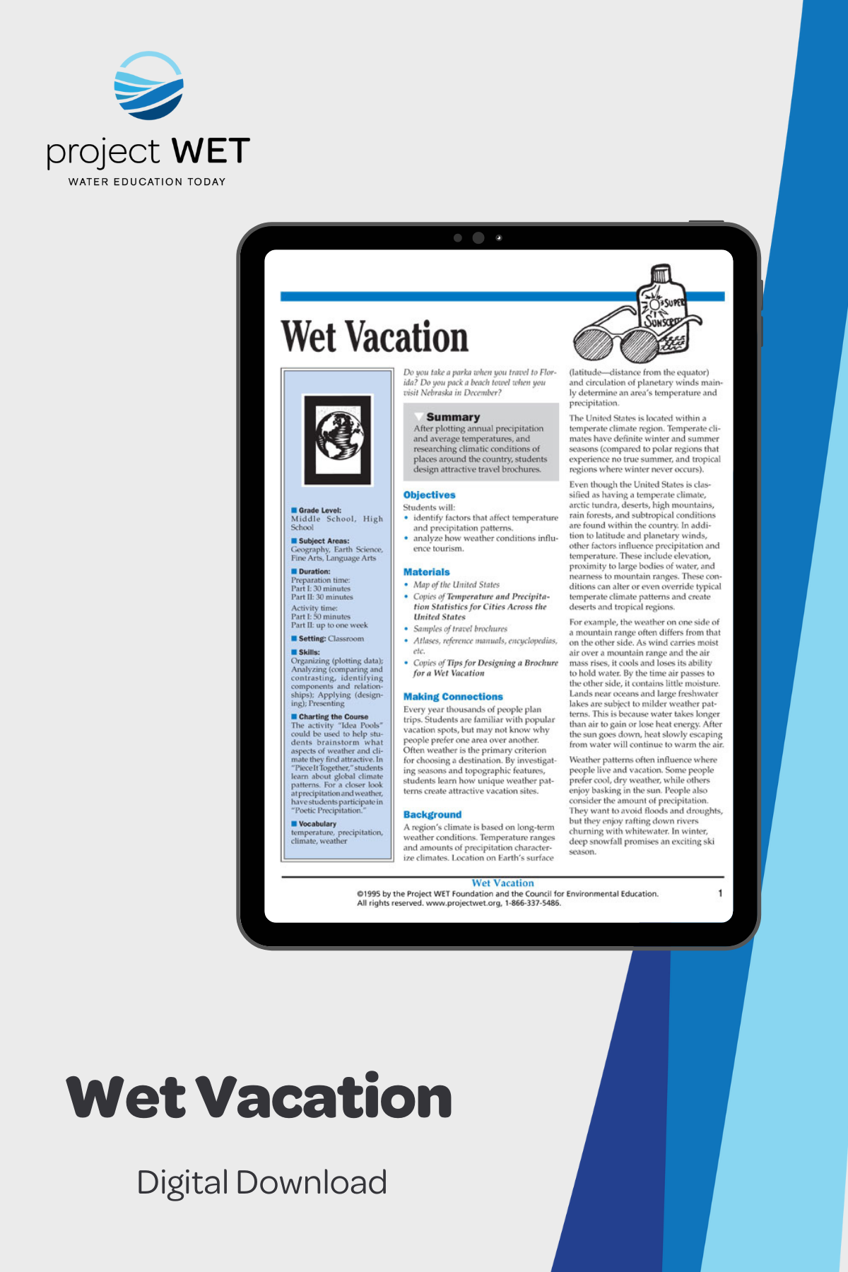 Wet Vacation" Activity, PDF DOWNLOAD – Project WET Store