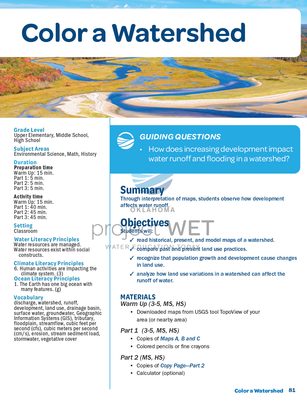 Oklahoma - Color a Watershed