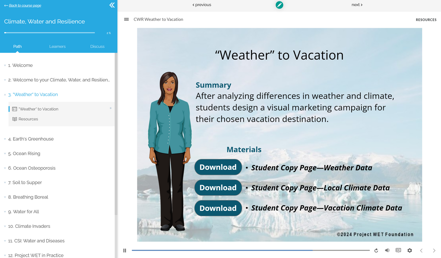 Climate, Water and Resilience online training