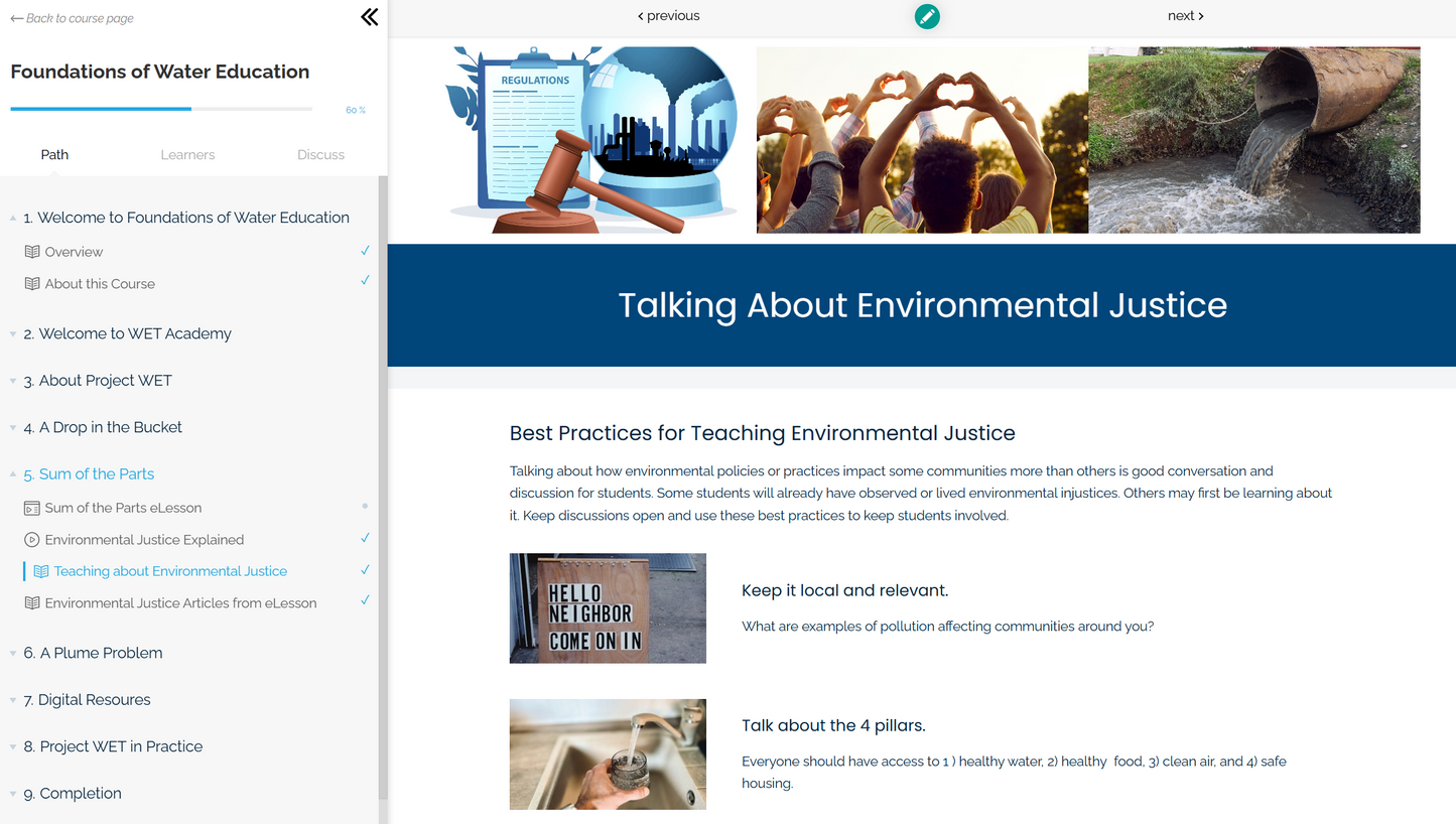 Foundations of Water Education online training