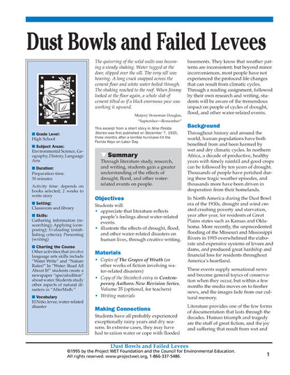 "Dust Bowls and Failed Levees" Activity, PDF DOWNLOAD