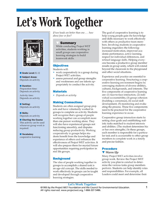 "Let's Work Together" Activity, PDF DOWNLOAD