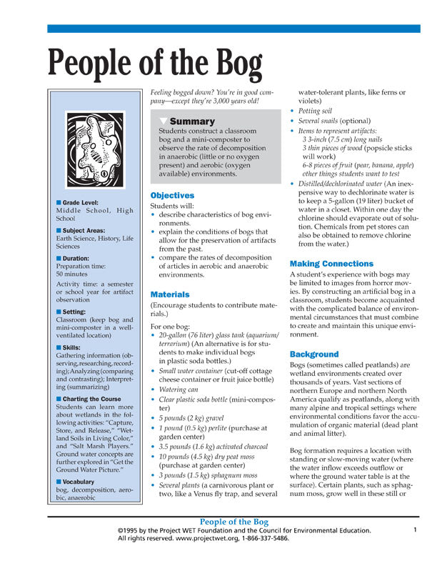 "People of the Bog" Activity, PDF DOWNLOAD