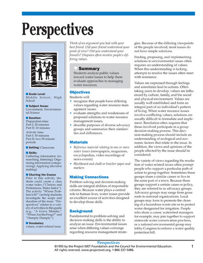 "Perspectives" Activity, PDF DOWNLOAD