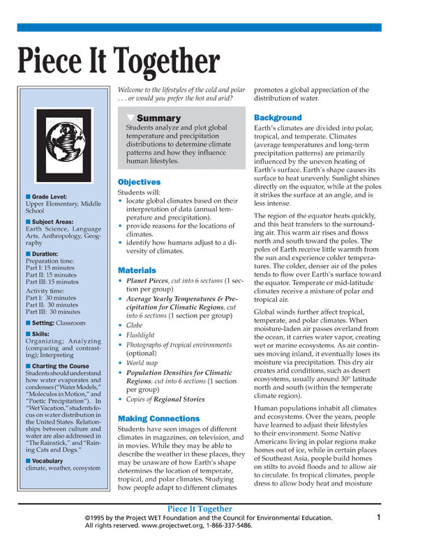 "Piece It Together" Activity, PDF DOWNLOAD