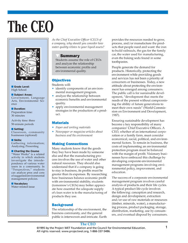 "The CEO" Activity, PDF DOWNLOAD