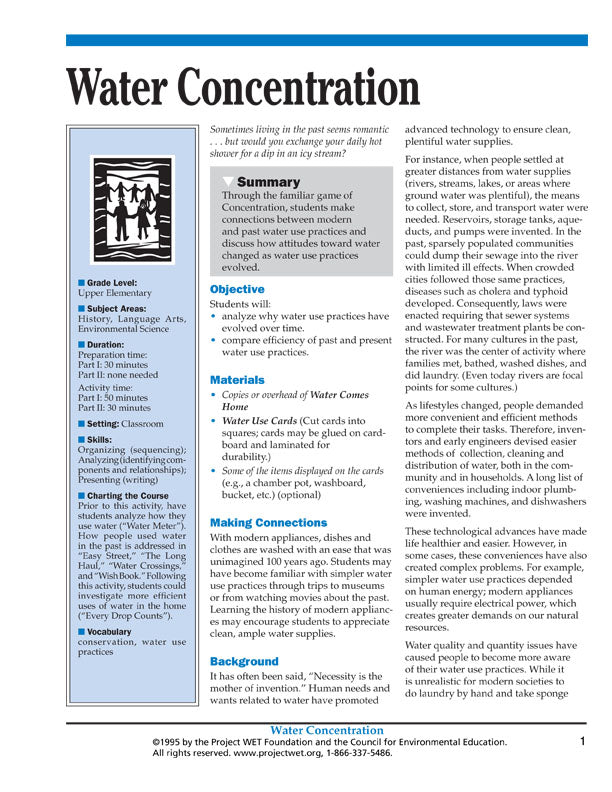 "Water Concentration" Activity, PDF DOWNLOAD