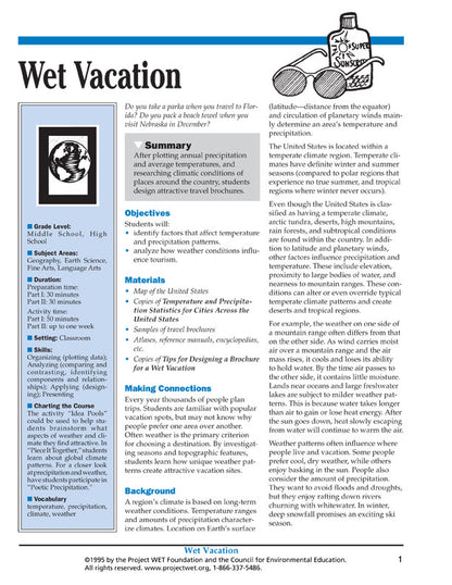 "Wet Vacation" Activity, PDF DOWNLOAD