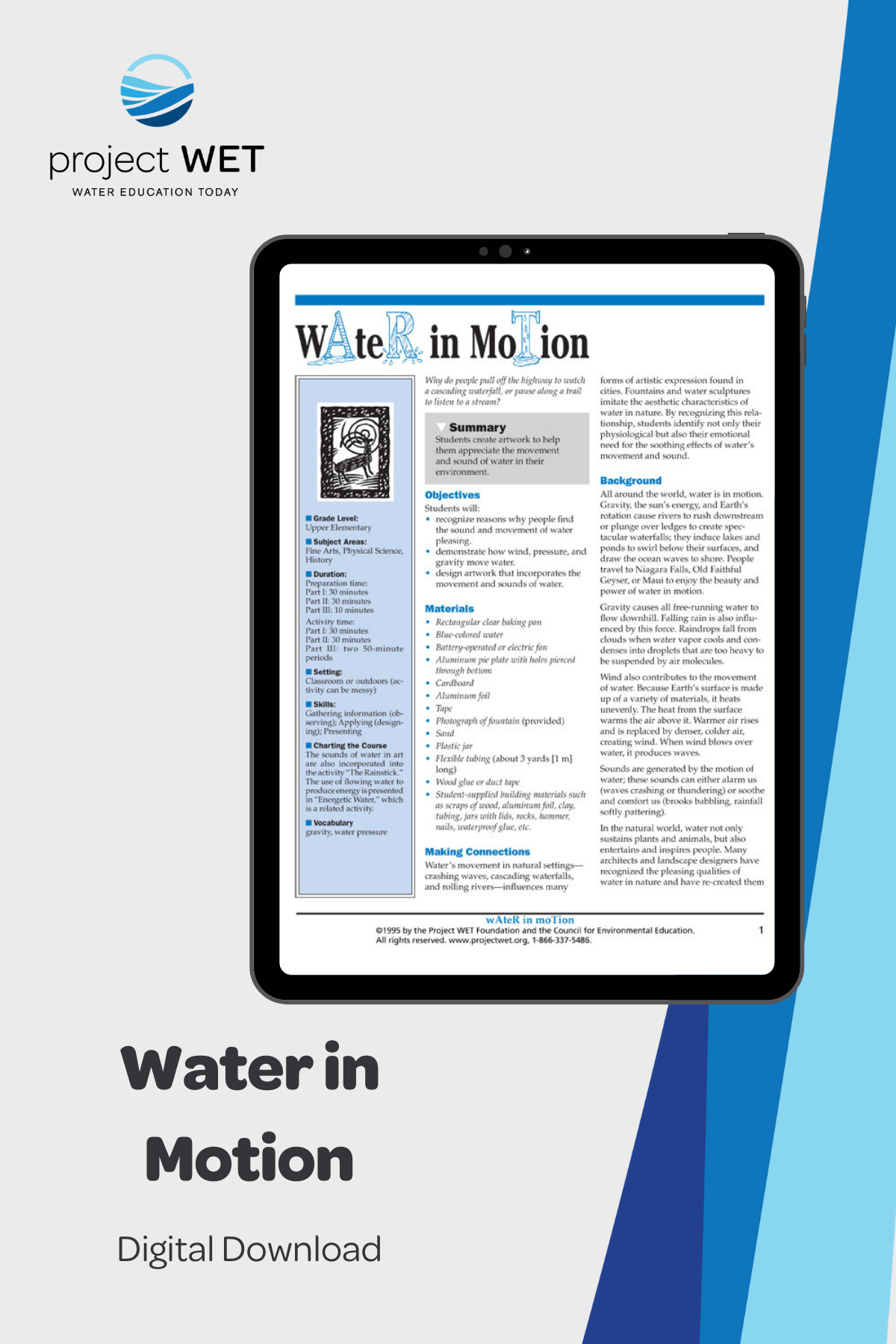 "Water in Motion" Activity, PDF DOWNLOAD