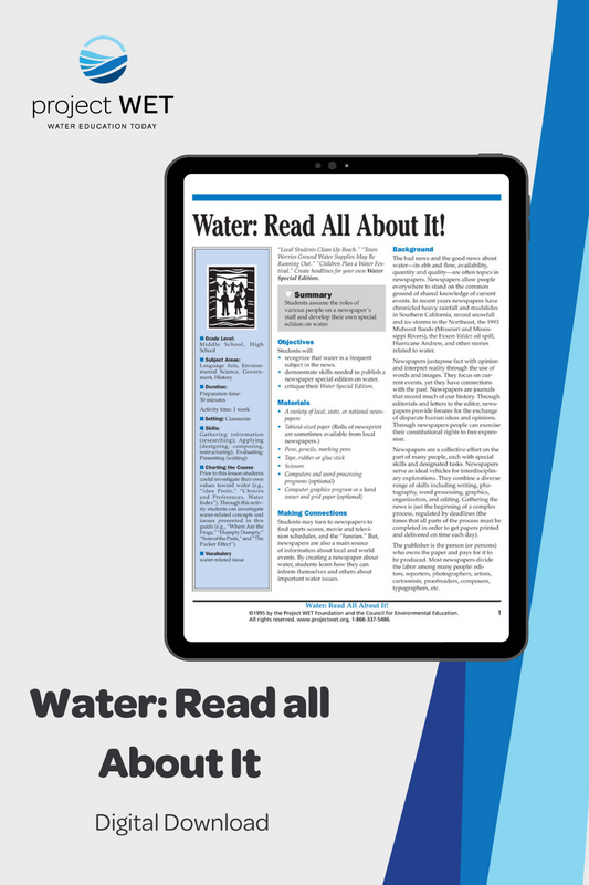 "Water: Read All About It!" Activity, PDF DOWNLOAD