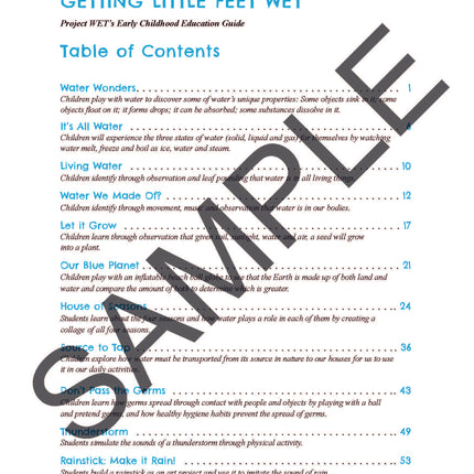 Getting Little Feet Wet Early Childhood Educator Guide