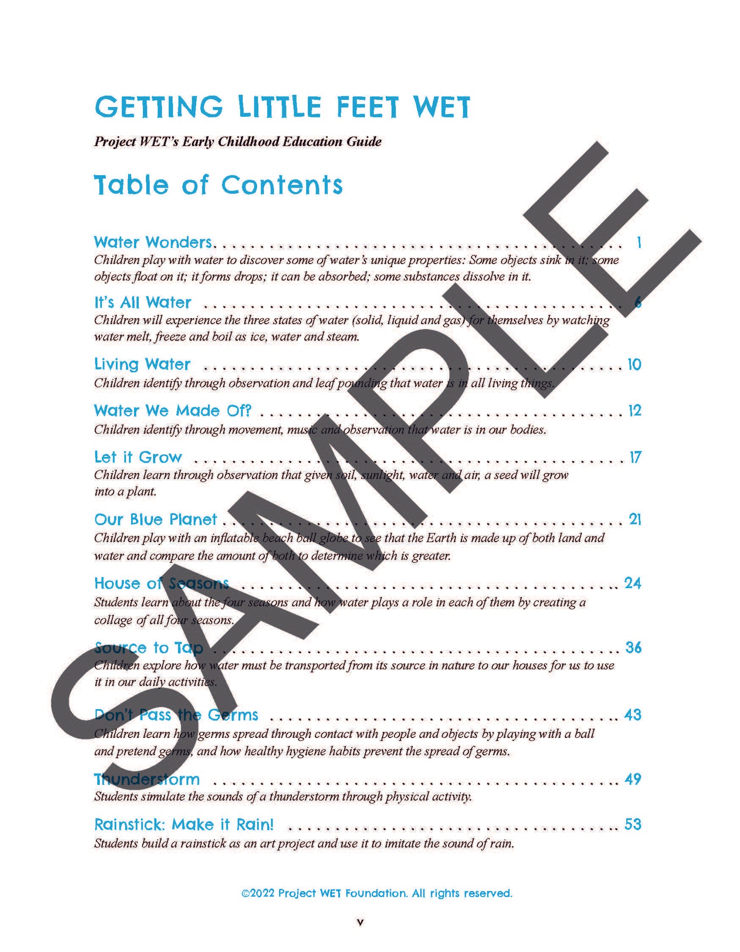 Getting Little Feet Wet Early Childhood Educator Guide