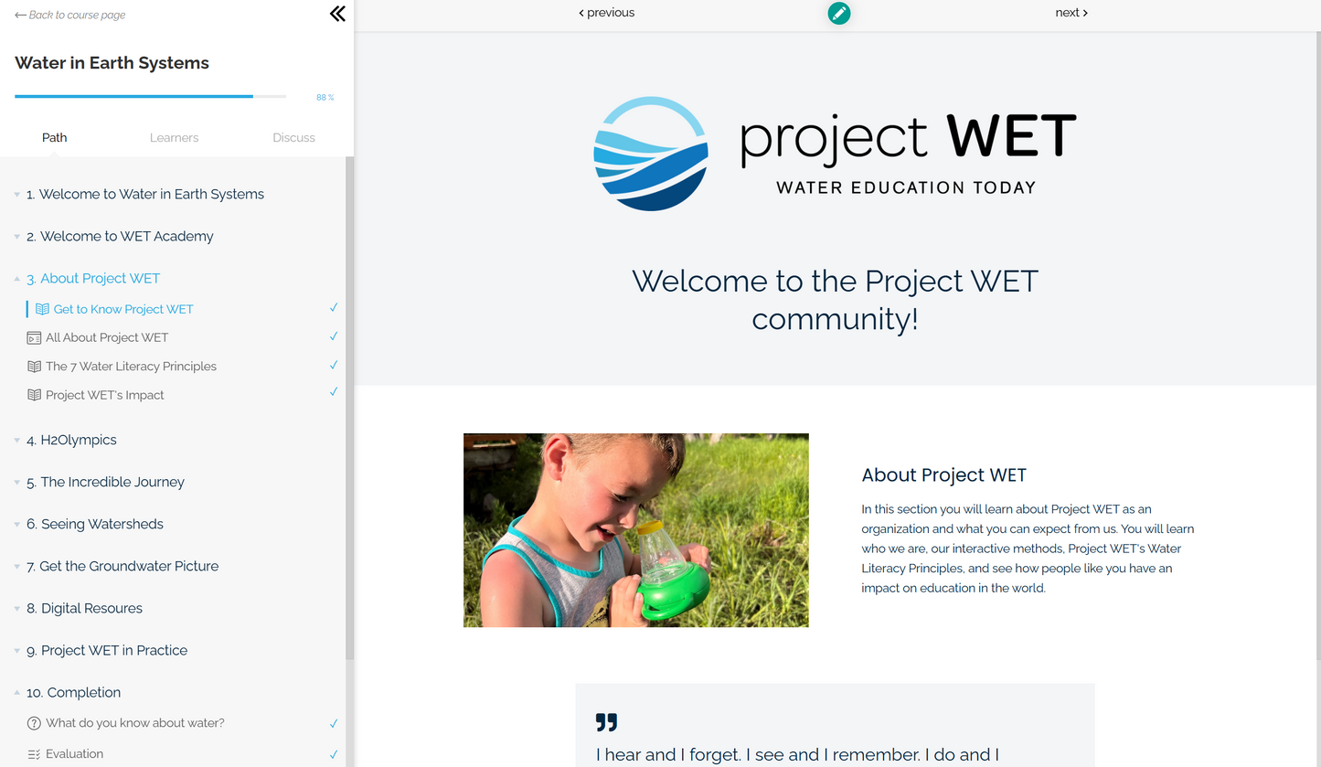 Water in Earth Systems online training