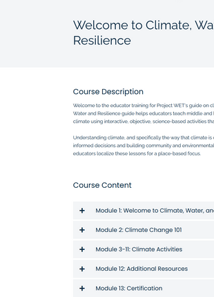Climate, Water and Resilience Online Training