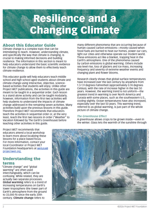 Climate, Water and Resilience