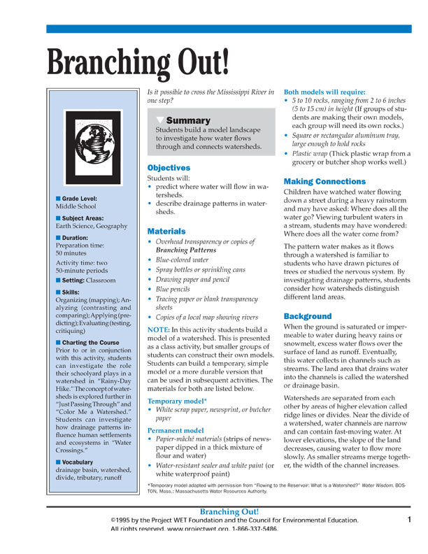 "Branching Out" Activity, PDF DOWNLOAD
