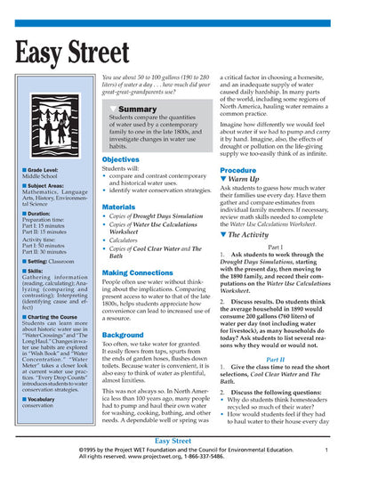 "Easy Street" Activity, PDF DOWNLOAD
