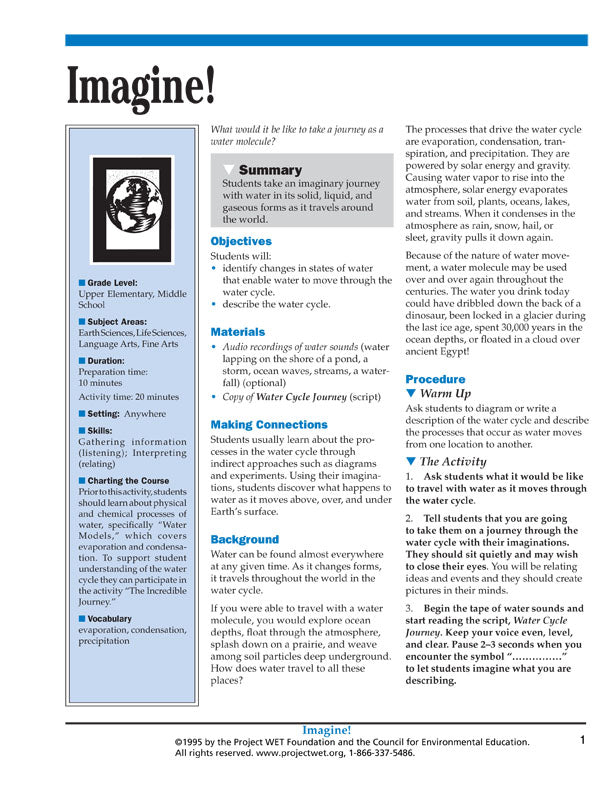 "Imagine!" Activity, PDF DOWNLOAD