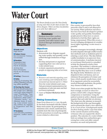 "Water Court" Activity, PDF DOWNLOAD