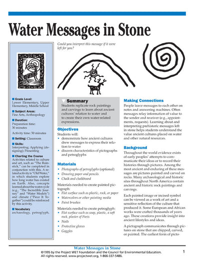 "Water Messages in Stone" Activity, PDF DOWNLOAD