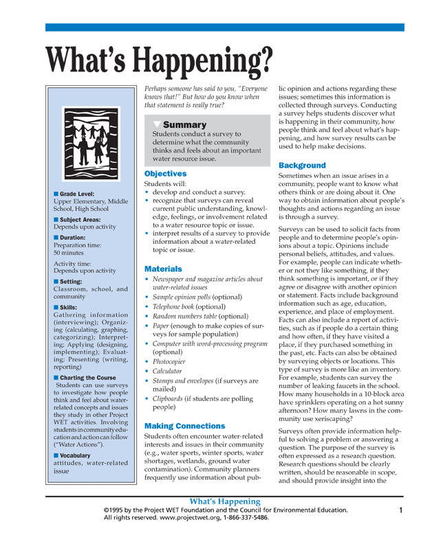 "What's Happening?" Activity, PDF DOWNLOAD